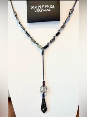 Simply Vera silvertone black pendant rhinestone embellished,dressy